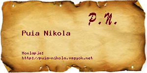 Puia Nikola névjegykártya